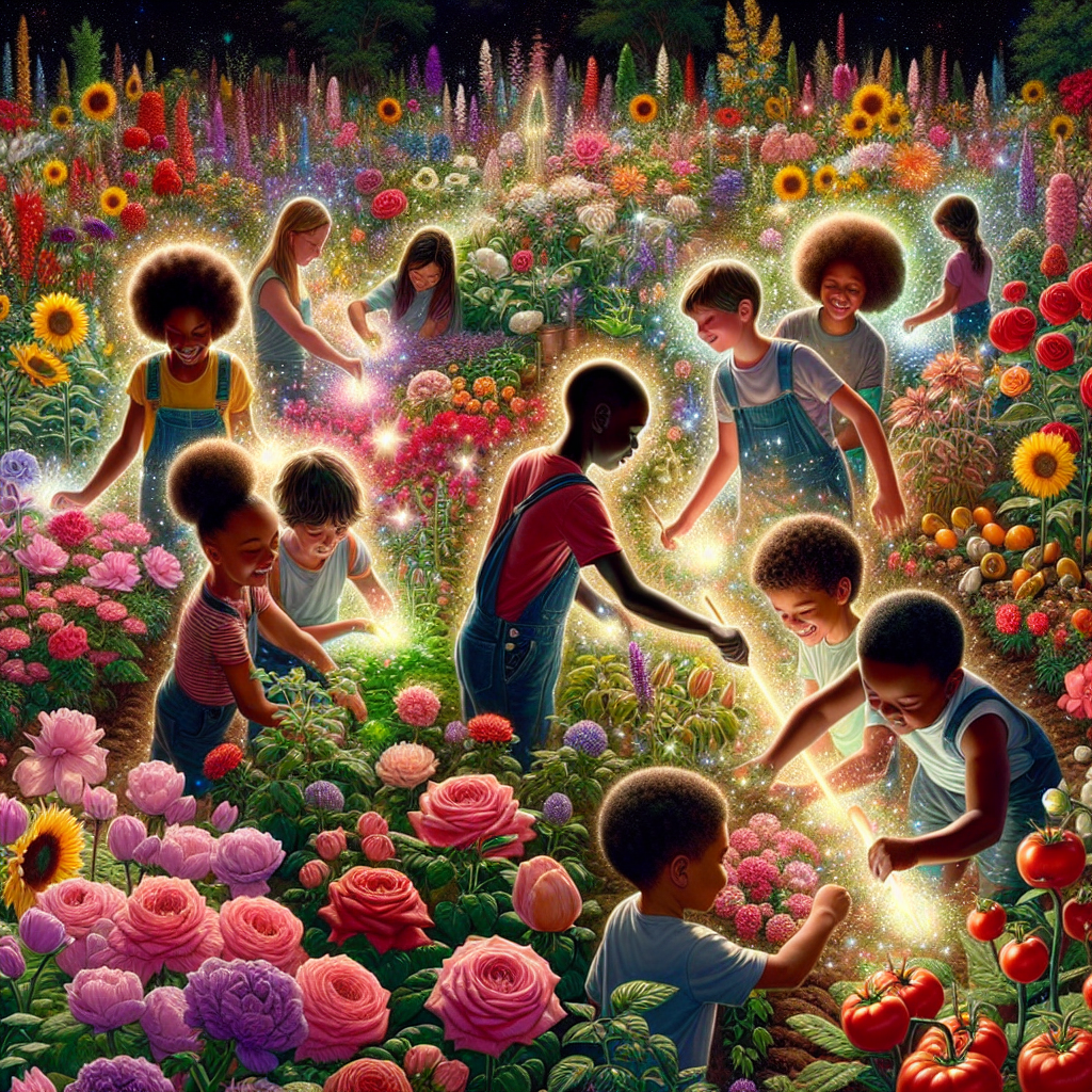 Children playing in garden